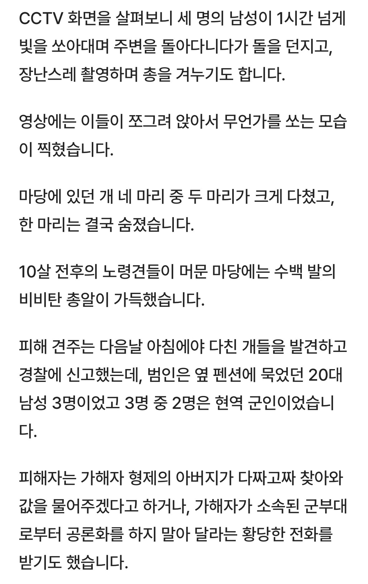 [단독] '비비탄' 수백발에 숨진 노견…가해자는 현역군인 포함 3명