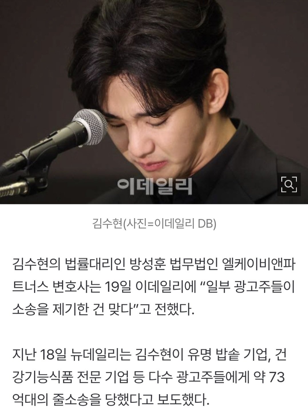 김수현, 광고주 73억대 손배소?…"피소 맞지만 인정될 여지 없어" [공식]