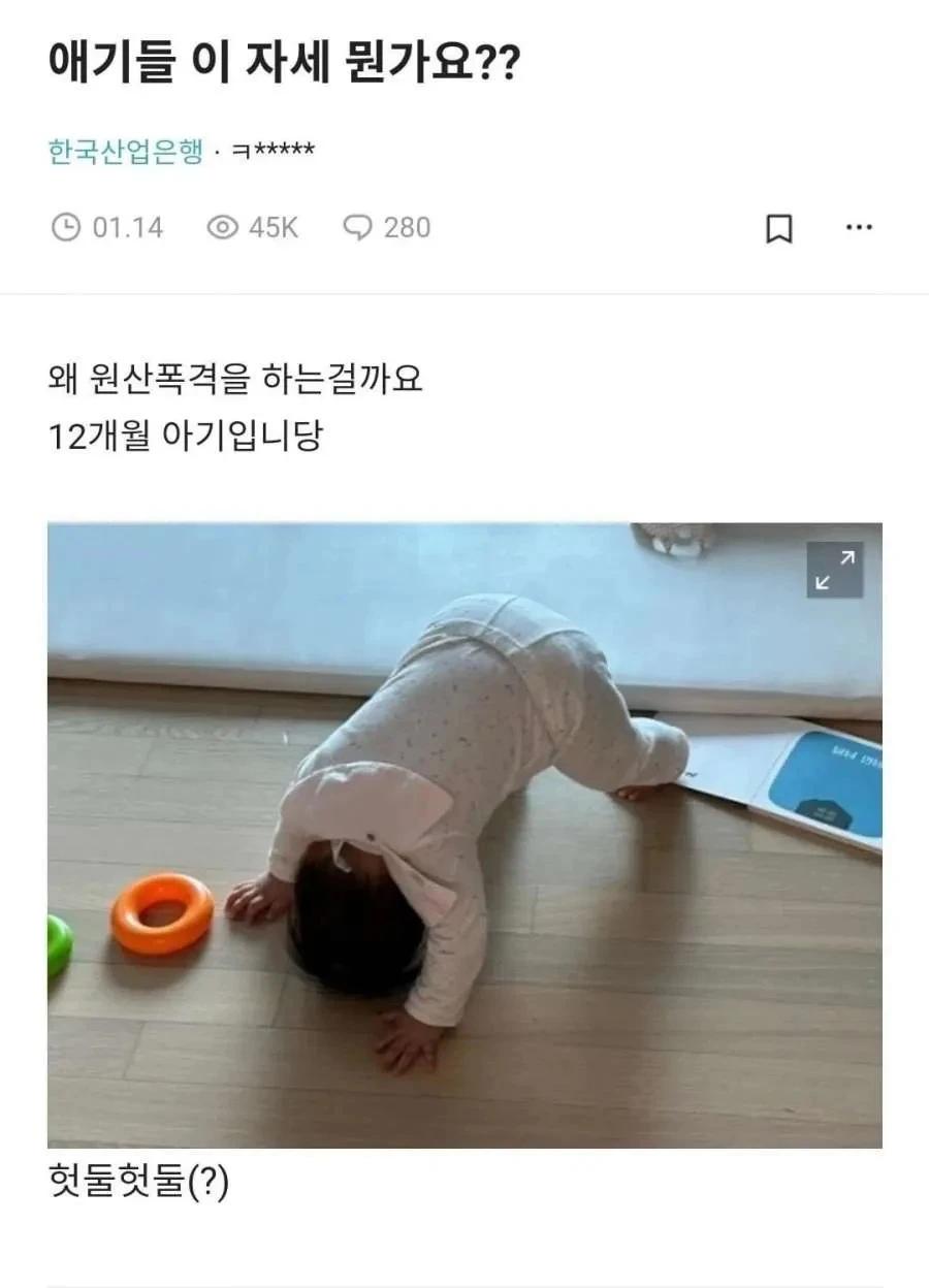특정 나이대 애기들이 한다는 그 자세