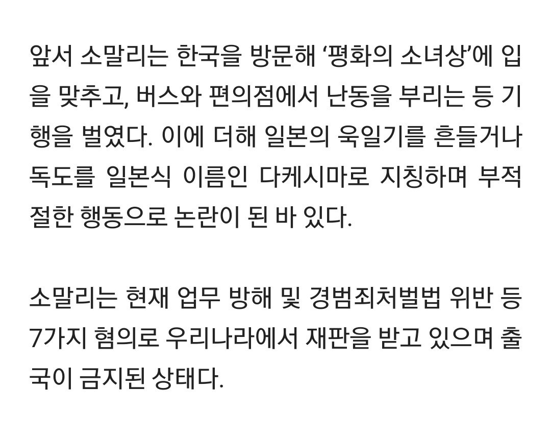 조니 소말리, 전범기 들고 또 망언
