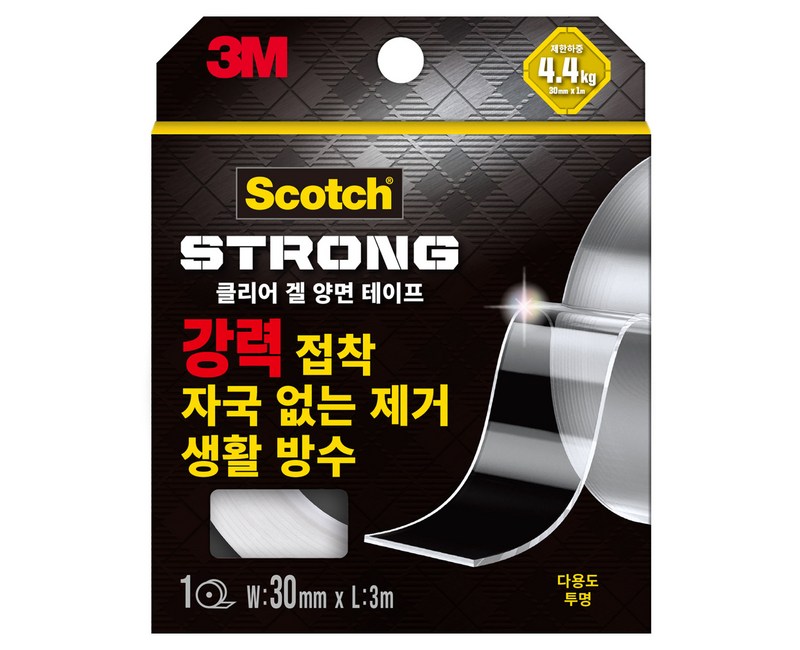 3M 스카치클리어겔 다용도 초강력 실리콘 양면테이프 30mm x 3m, 투명, 1개