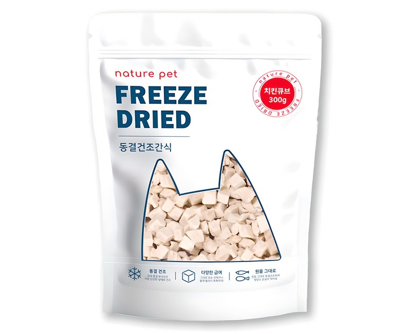 네이처펫 반려동물 동결건조간식, 치킨 큐브맛, 300g, 1개