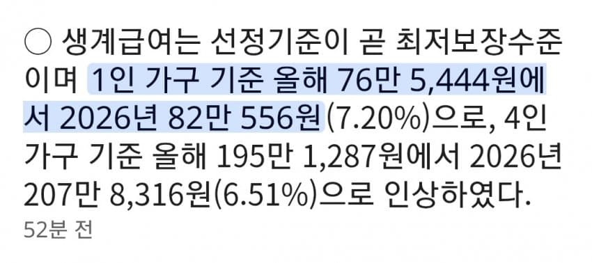 기초수급자 전부 월급 7% 인상