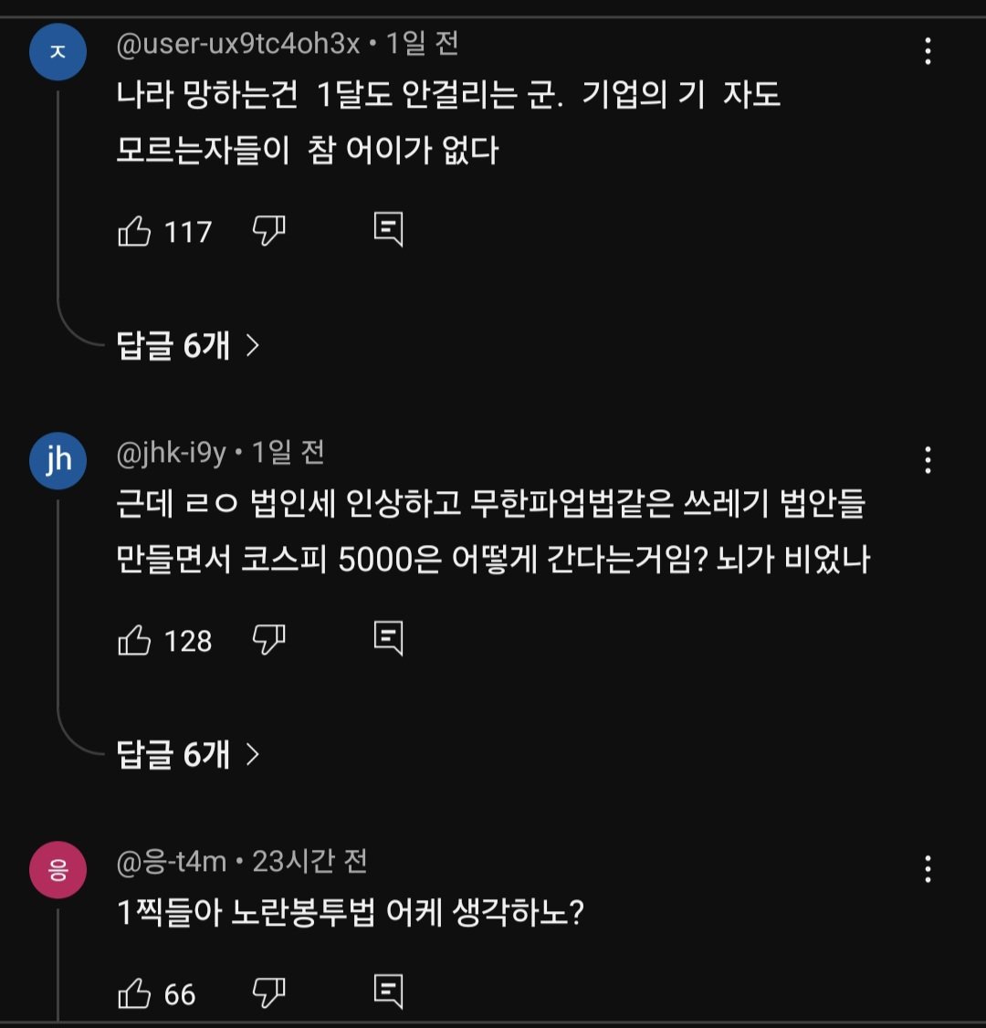 노란봉투법 MBC 유튜브 댓글 반응