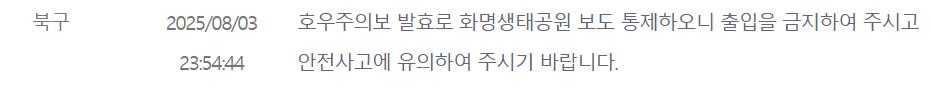 [속보] 부산광역시 북구 화명생태공원 출입 금지 명령