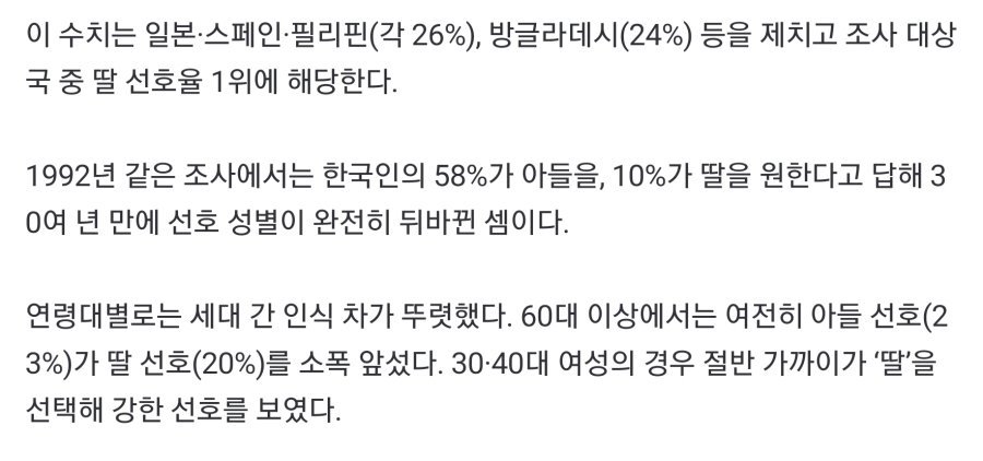 ‘아들 선호’ 사라진 대한민국… 딸 선호율 ‘전 세계 1위’ 기록