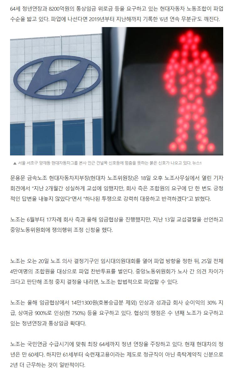 현대차 노조 6년만에 파업 수순
