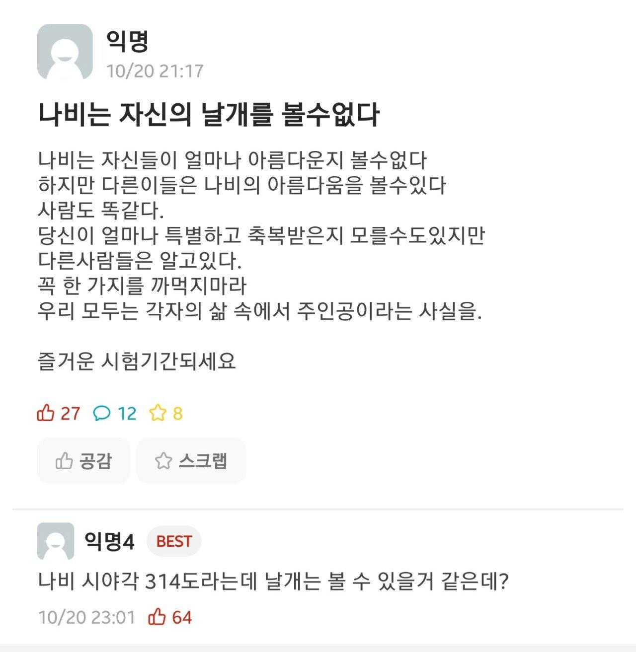 나비는 자신의 날개를 볼 수 없다