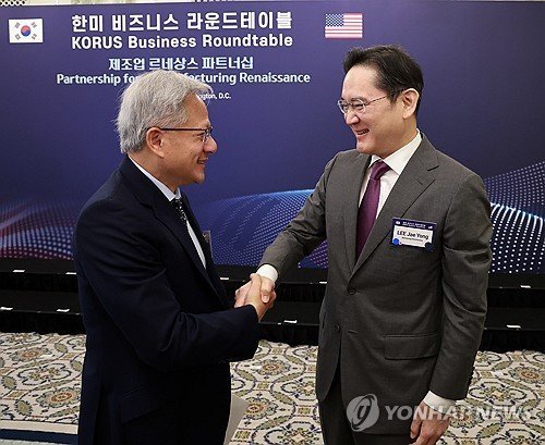 한미 비즈니스 라운드 테이블에서 젠슨황-이재용-최태원 만남