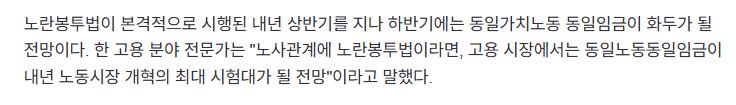 노란봉투법 다음은 "동일노동 동일임금"