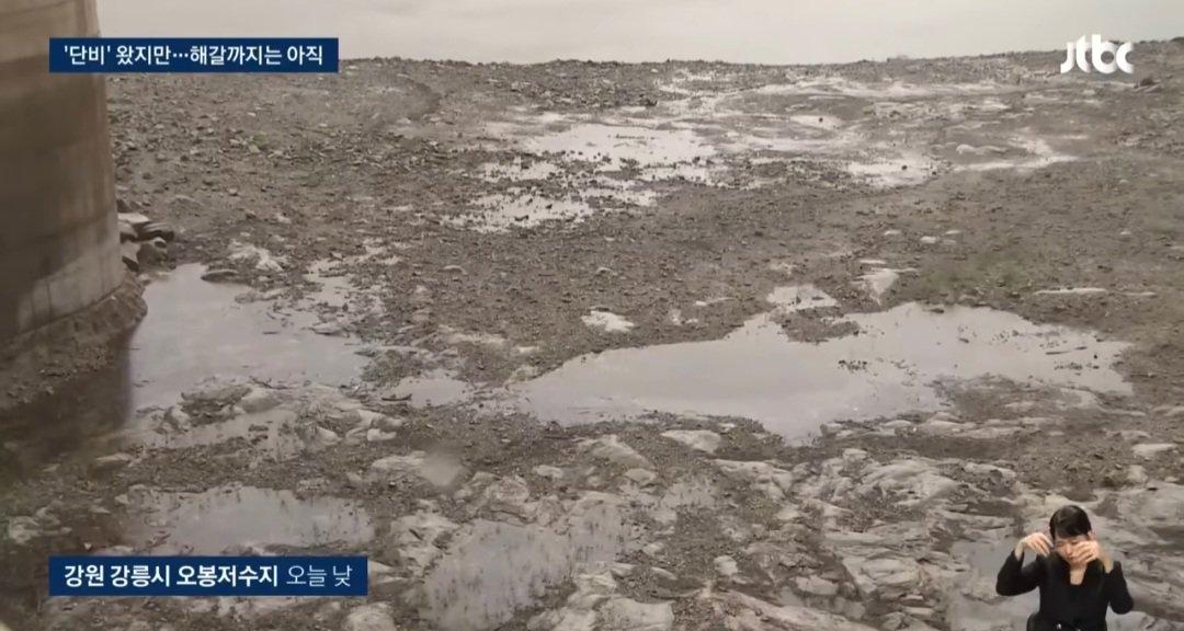 52일만에 저수율 상승하고 물이 흐른 강원 강릉 오봉저수지