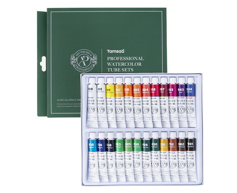 탐사 전문가용 수채화 물감 튜브 12ml x 24종 세트