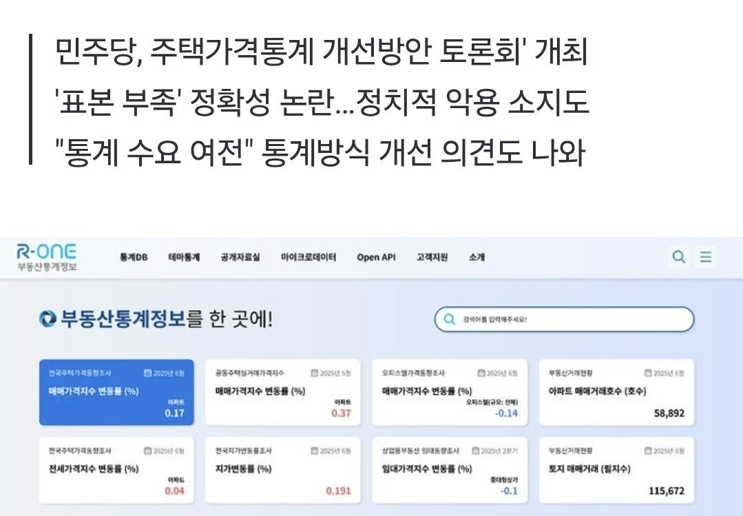부동산원, KB부동산 등 주간 주택가격 통계 폐지·비공표 수순 밟나...ㄷㄷㄷㄷ