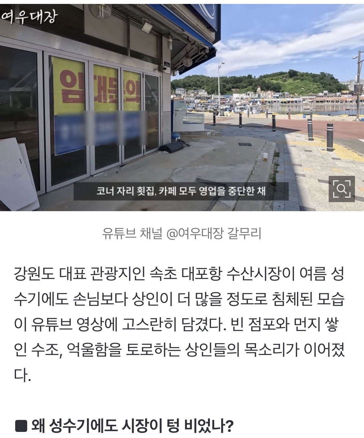 손님이 뚝.. 증발해버린 속초 근황