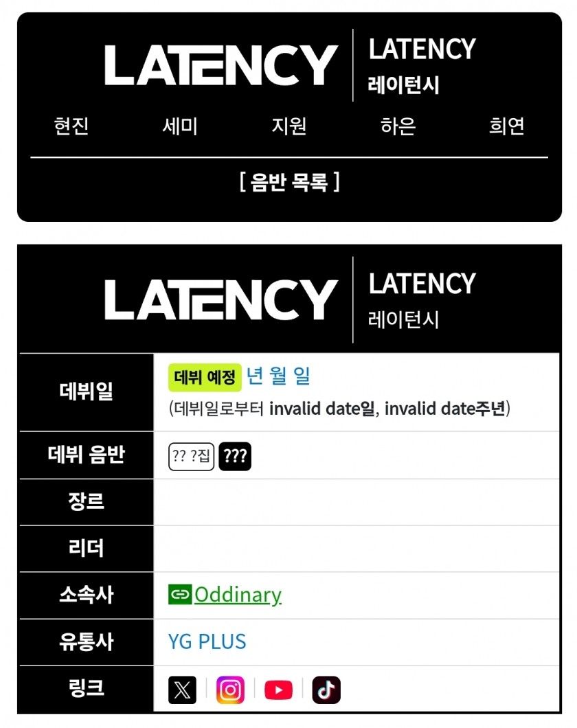 새로운 5인조 걸밴드 '레이턴시' 멤버