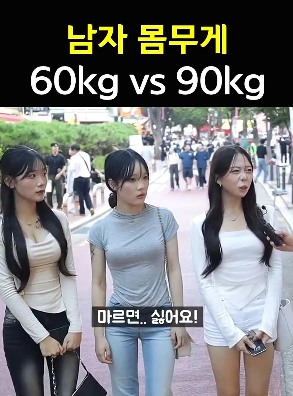 남자몸무게 60kg vs 90kg