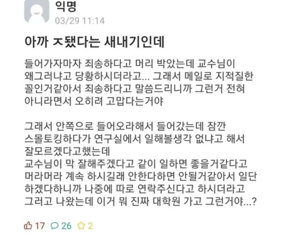 새내기인데 ㅈ된 것 같다