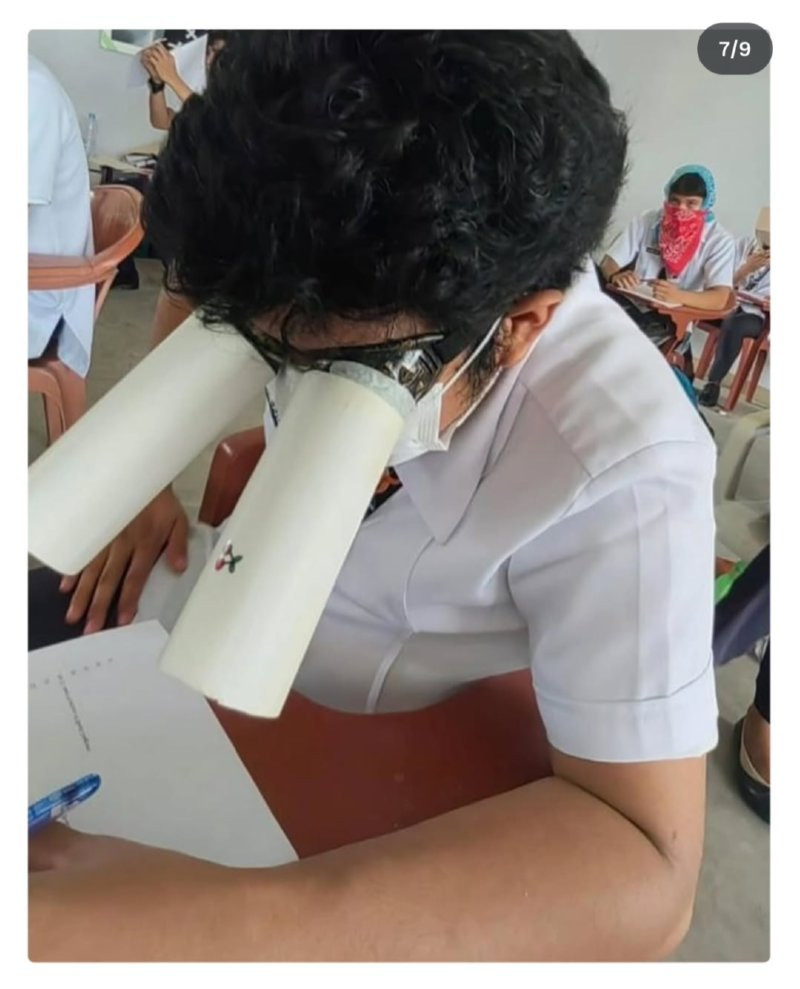 컨닝 방지 모자 만들어오세요