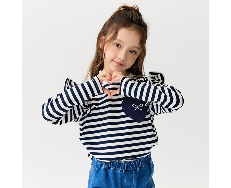 베베쥬 여아용 하트파운딩 티셔츠