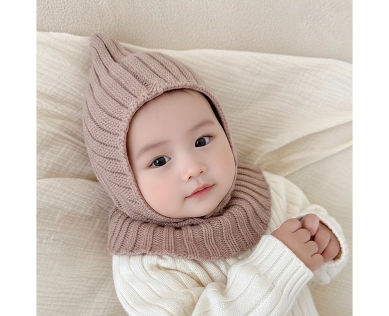 다비온 아기 바라클라바 니트 귀달이 모자