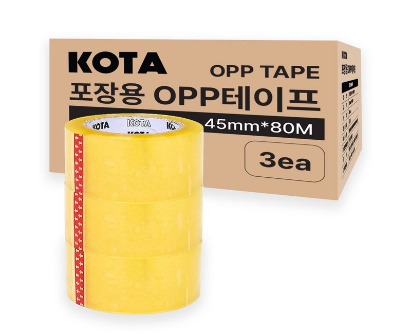 코타 포장용 박스테이프 투명 45mm x 80m