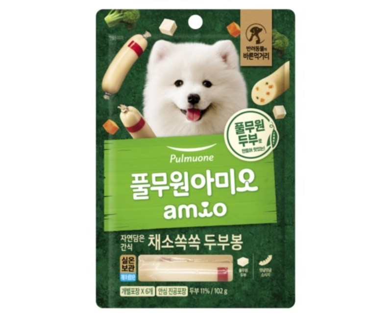 풀무원아미오 강아지 자연담은 간식 채소쏙쏙 두부봉 간식