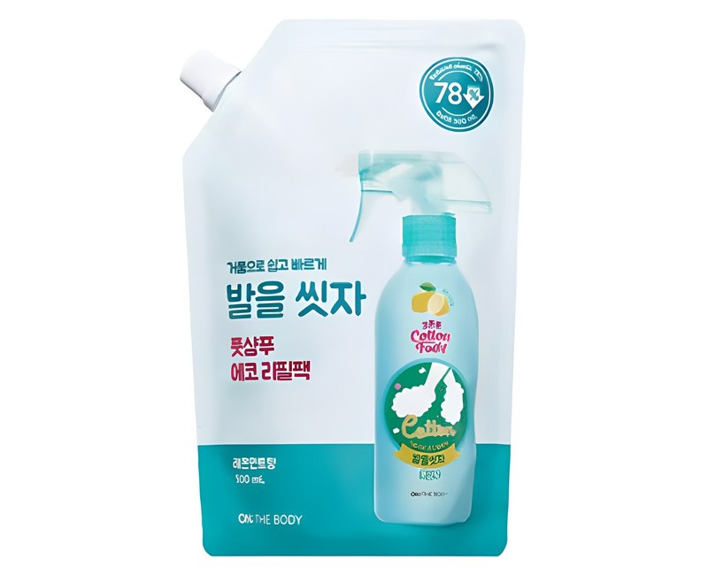 온더바디 코튼풋 발을 씻자 풋샴푸 레몬민트향 에코 리필팩