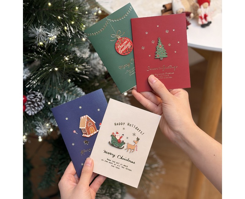 리드홈 X MAS 금박 크리스마스 팝업 메시지 카드 편지 + 봉투 4종 세트