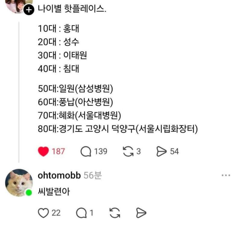 나이대별 핫플