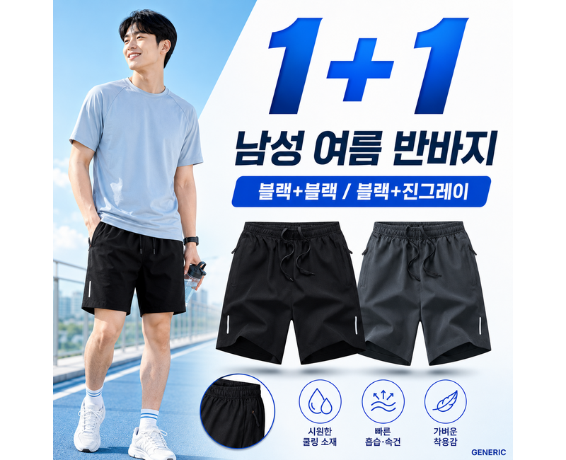 제너릭 시원한 1+1 남자 반바지 여름용 트레이닝복 밴딩 팬츠