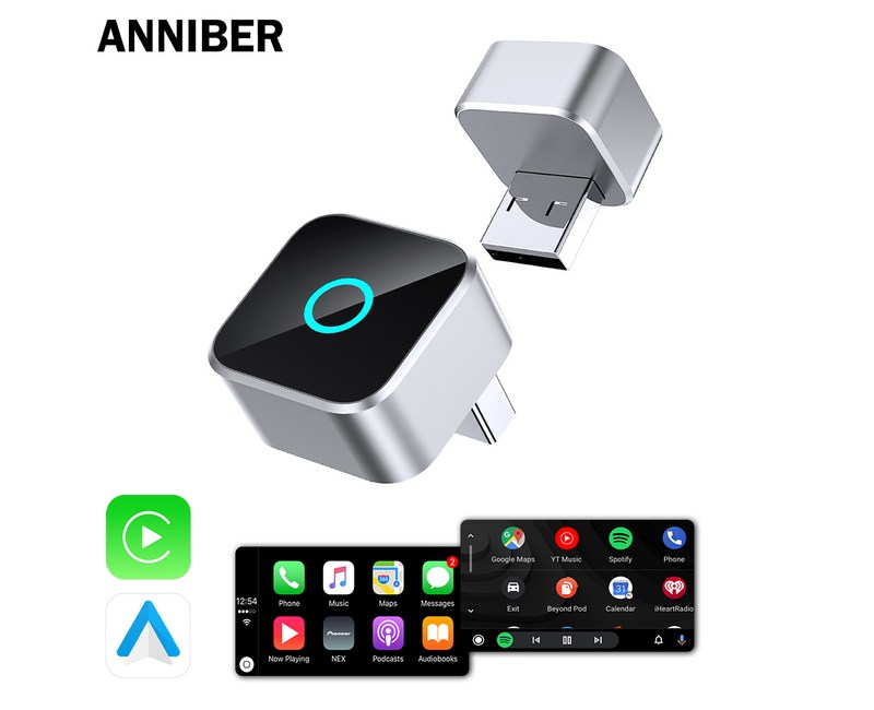 [3년 무상 품질 보증+상담 무제한]ANNIBER 정품 초미니 무선 애플 카플레이 안드로이드 오토 2in1 스마트 차량용 무선 카플레이 미러링 동글