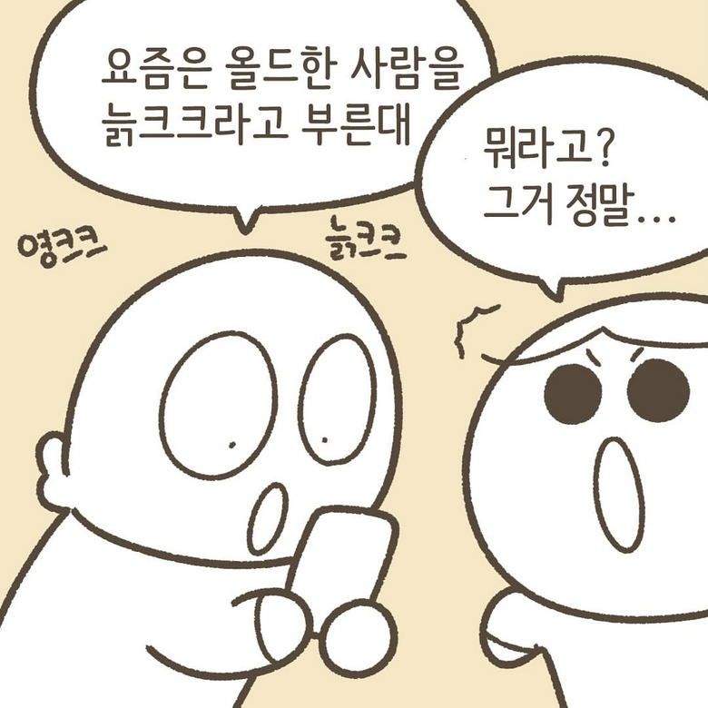 Insta] 요즘은 올드한 사람을 \'늙크크\'라고 부른대.toon