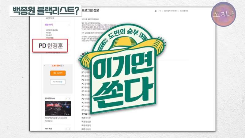 갑질로 출연자를 하차시킨 백종원