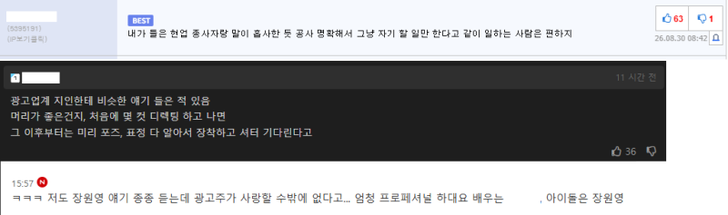 아이브 장원영 현업자들 미담