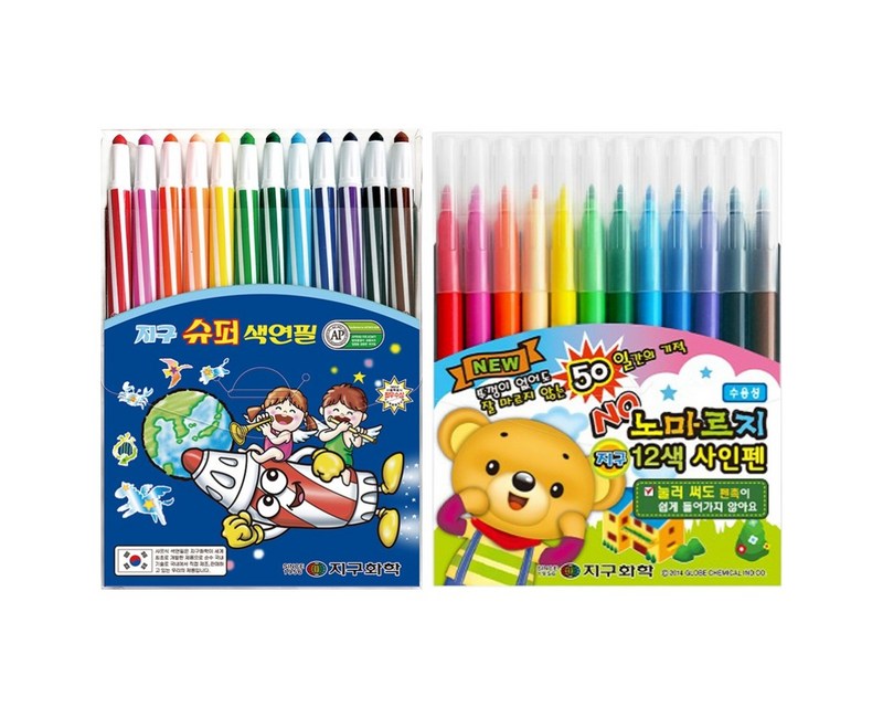 지구화학 슈퍼 색연필 12색 + 노마르지 사인펜 12색