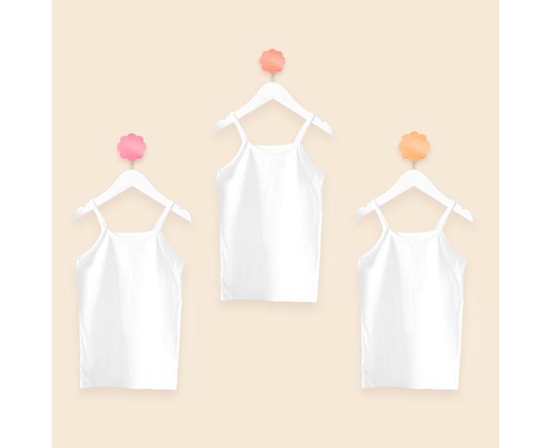 베이스알파에센셜 여아용 면 100 데일리 캐미솔 끈런닝 3p