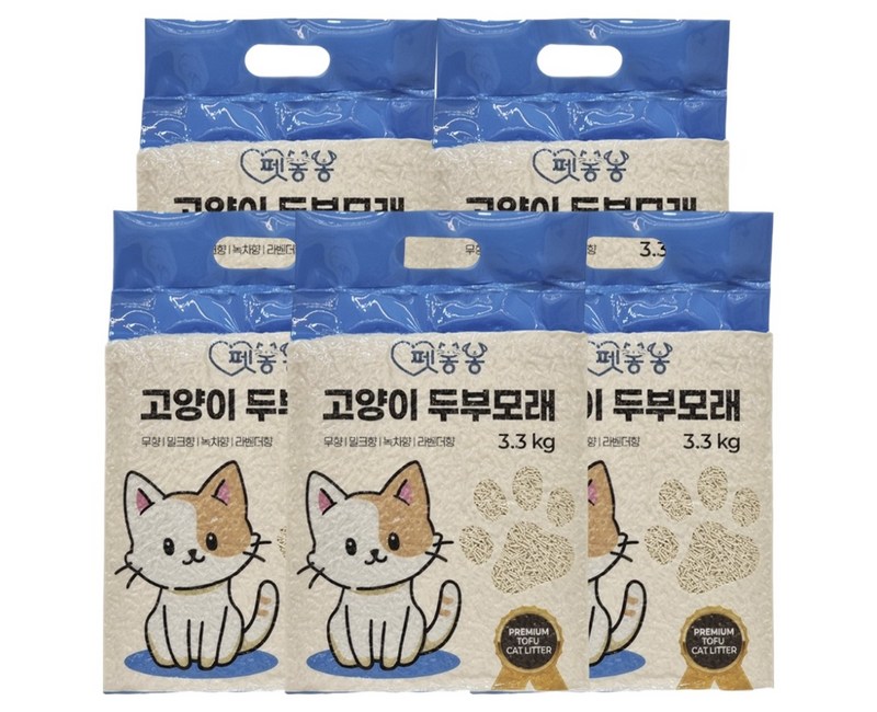 펫봉봉 고양이 극세사입자 두부모래 응고형 1.5mm