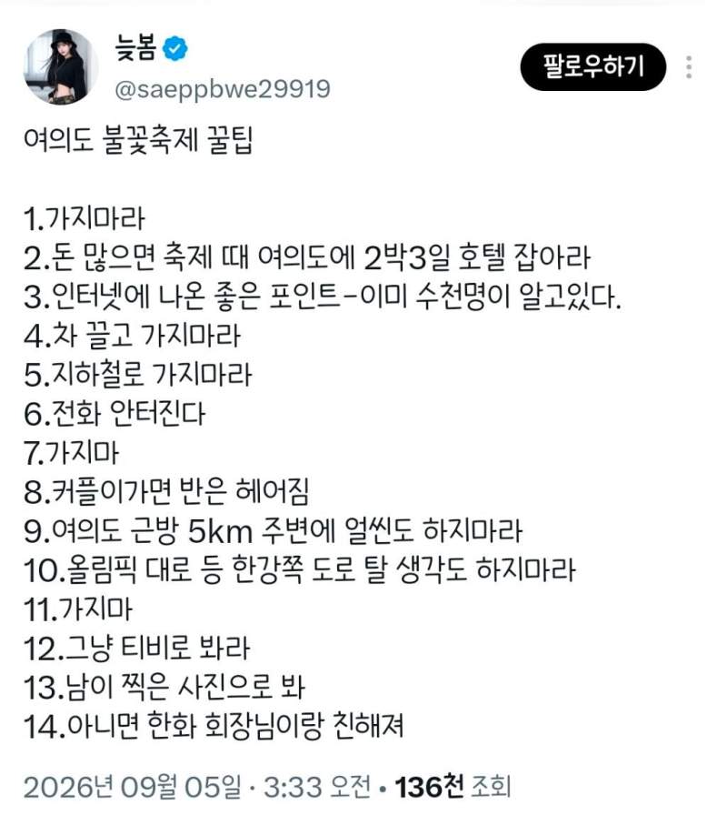 여의도 불꽃축제 꿀팁