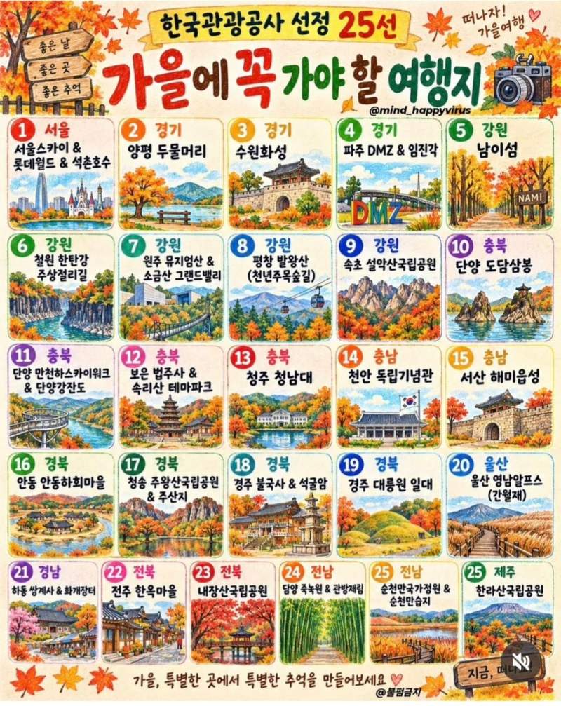 가을에 꼭 가야 할 여행지.
